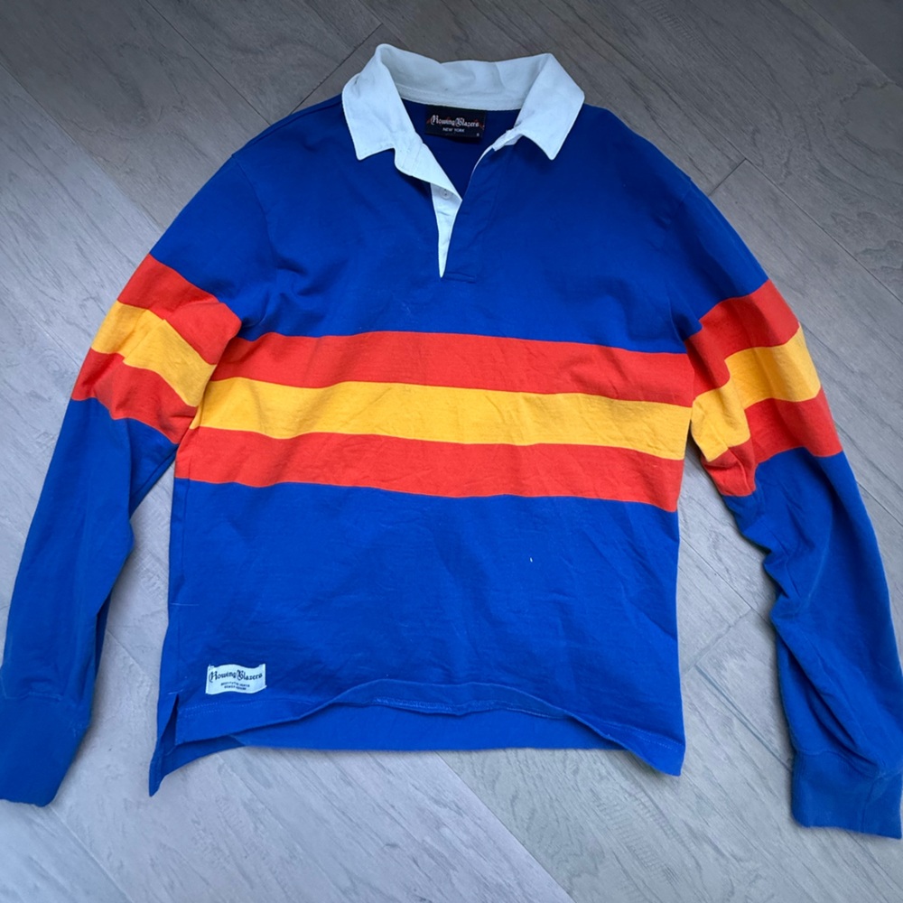 Rowing Blazers Unisex Colorful Cobalt Striped Rugby Shirt